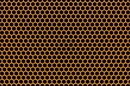 Téléchargez les photos : Illustration 3D d'un nid d'abeille monochrome jaune pour miel. Modèle de formes hexagonales géométriques simples, fond de mosaïque. Concept de nid d'abeille, ruche - en image libre de droit