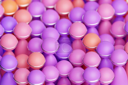Photo for 3d illustration of  pink and purple  balls.Set of  balls  on monocrome background, pattern. Geometry  background - Royalty Free Image