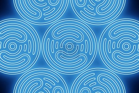 Téléchargez les photos : 3D rendering abstract blue round fractal, portal. Colorful round spiral. - en image libre de droit