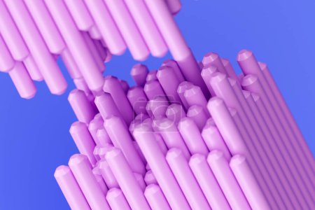 Téléchargez les photos : Illustration 3D tuyaux roses d'une forme inhabituelle sur un fond monocrome - en image libre de droit
