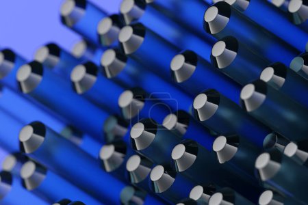 Foto de 3D illustration blue  pipes of an unusual shape  on a  monocrome background - Imagen libre de derechos