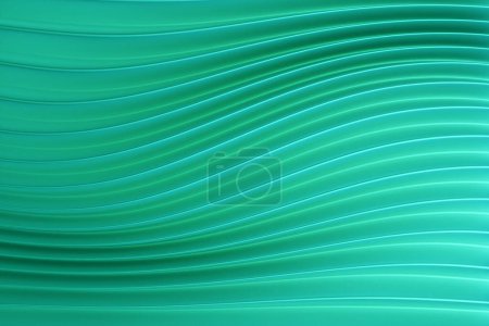 Photo for 3d illustration of a stereo green  strip . Geometric stripes similar to waves. Abstract  yellow glowing crossing lines pattern - Royalty Free Image