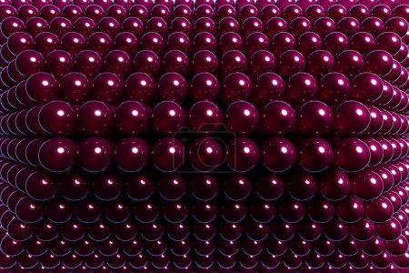 Foto de 3d ilustración de bolas de color burdeos. Conjunto de bolas sobre fondo monocromo, patrón. Fondo de geometría - Imagen libre de derechos