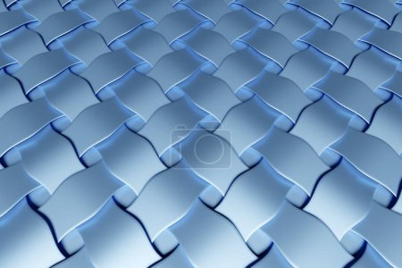 Téléchargez les photos : 3d illustration of rows of  blue cube.Parallelogram pattern. Technology geometry  background - en image libre de droit