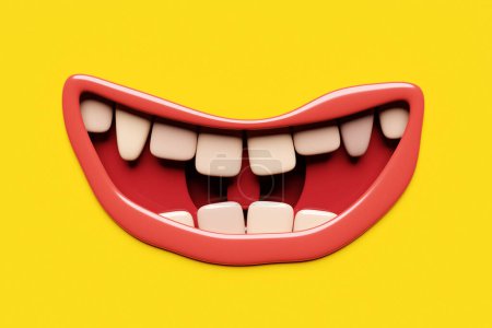 Photo for 3d illustration of a monster mouths. Funny facial expression, open mouth with tongue and drool. - Royalty Free Image
