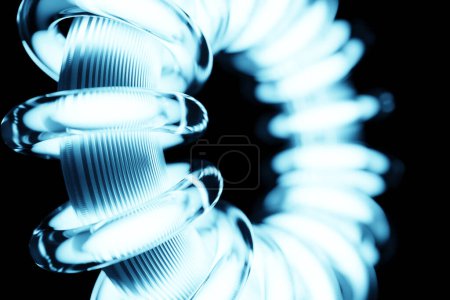 Foto de 3D illustaration of a blue light torus. Fantastic cell.Simple geometric shapes - Imagen libre de derechos
