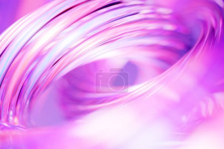 Photo for 3d illustration of a portal from a circle,  walkway.  A close-up of a pink round monocrome tunnel. - Royalty Free Image