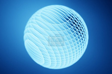 Foto de 3d illustration of a blue  sphere on a blue background. A close-up of a  round  shape . - Imagen libre de derechos