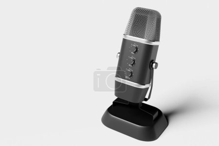 Téléchargez les photos : Microphone rétro avec fond et espace de copie sur fond blanc - en image libre de droit