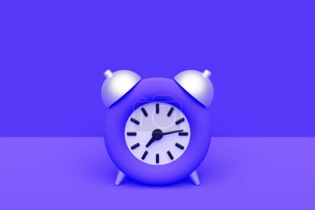 Téléchargez les photos : 3d illustration purple cartoon wake up alarm clock on isolated monochrome background - en image libre de droit