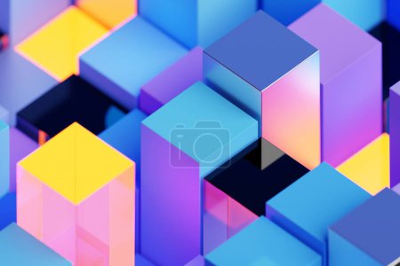 Photo for 3d illustration of a stereo  colorful stripes. Abstract   glowing crossing lines pattern - Royalty Free Image