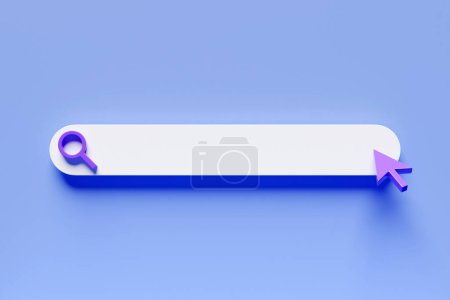 Photo for 3D illustration, Search bar design element on a blue background. Search bar for website and user interface, mobile applications. - Royalty Free Image