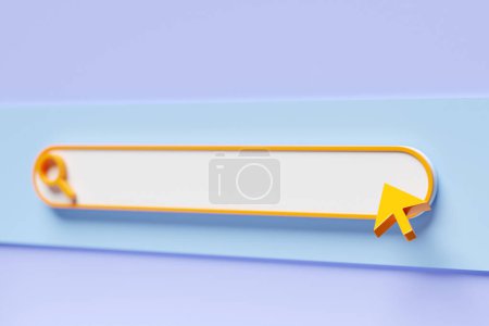 Photo for 3d illustration search bar for ui. Layout design for apps and website. Search address icon and cursor on blue background - Royalty Free Image