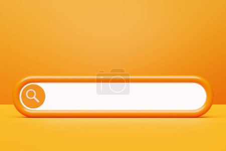 Photo for 3D illustration, Search bar design element on a yellow background. Search bar for website and user interface, mobile applications. - Royalty Free Image