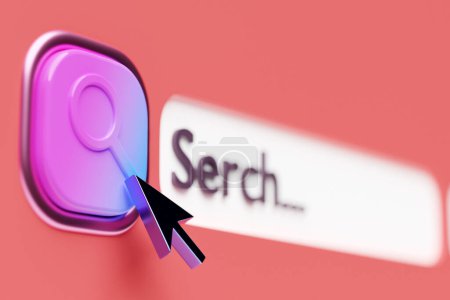 Foto de 3D illustration, Search bar design element on a orange background. Search bar for website and user interface, mobile applications. - Imagen libre de derechos
