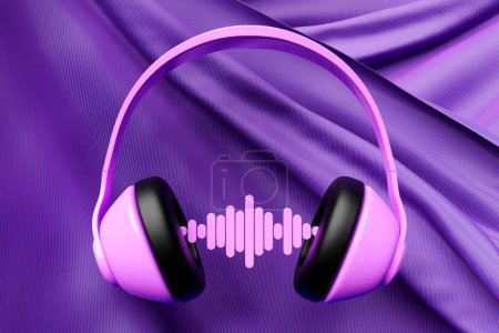 Photo for Pink classic wireless headphones isolated 3d rendaring.  Headphone icon illustration. Audio technology. - Royalty Free Image