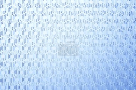 Photo for 3d illustration of a blue honeycomb. Pattern of simple geometric hexagonal shapes, mosaic background. - Royalty Free Image