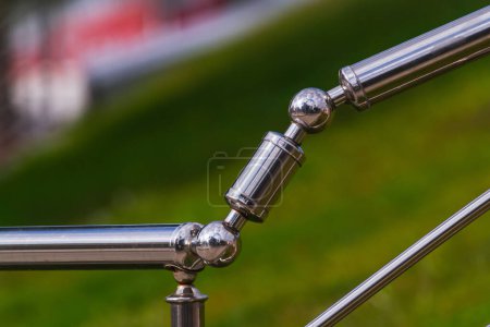 Photo for Close-up of metal chrome railings for easy descent - Royalty Free Image