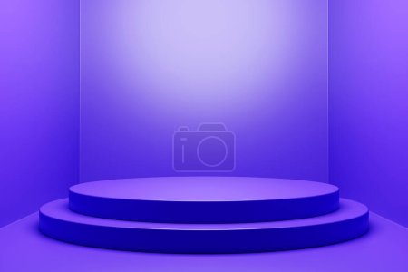 Foto de 3d illustration of a  purple  podium on monocrome  background. Empty pedestal for award ceremony - Imagen libre de derechos