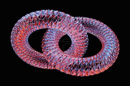 Téléchargez les photos : 3D illustration of a red   torus. Fantastic cell.Simple geometric shapes - en image libre de droit