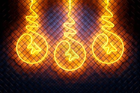 Photo for 3d illustration realistic isolated neon light bulb sign for decoration and covering on wall background. - Royalty Free Image