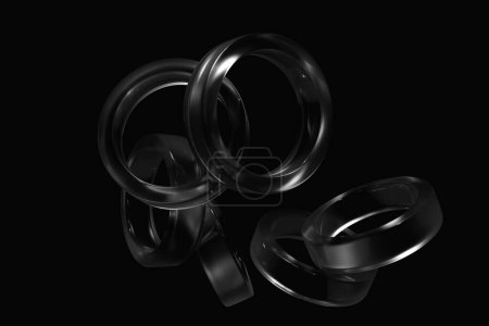 Foto de 3D illustration of a transparent torus on black background. Fantastic cell.Simple geometric shapes - Imagen libre de derechos