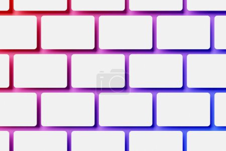 Photo for 3D illustration  of bright white light frame in a row on a pink and blue  isolated background. - Royalty Free Image