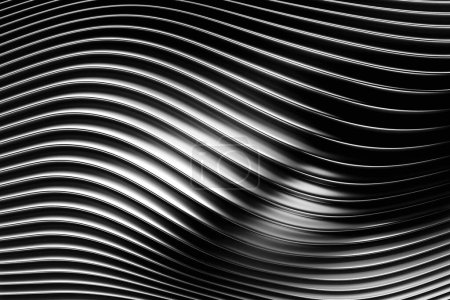 Téléchargez les photos : Black   horizontal stripes, patterns. Modern striped backgrounds. Lines of variable thickness. 3D illustration - en image libre de droit