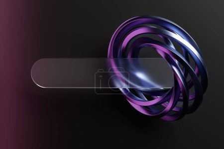 Téléchargez les photos : 3D rendering  purple  glowing round fractal, torus, portal on black monocrome isolated background - en image libre de droit