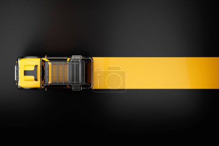 Photo for Yellow  SUV adventure vehicle isolated on black   background. 3D illustration - Royalty Free Image