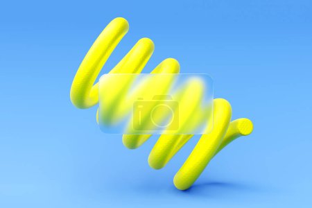 Photo for 3D illustration, Search bar design element with   yellow spiral  on a   blue   background. Search bar for website and user interface, mobile applications. - Royalty Free Image