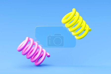 Photo for 3D illustration, Search bar design element with   yellow  and pink spiral  on a   blue   background. Search bar for website and user interface, mobile applications. - Royalty Free Image
