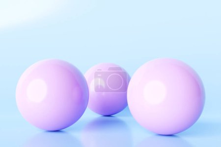 Téléchargez les photos : 3d illustration of a   pink sphere on a blue  background. Digital metaball background of flying - en image libre de droit