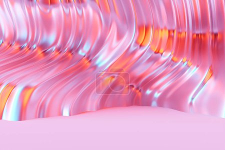 Photo for 3D illustration  pink stripes in the form of wave waves, futuristic background. - Royalty Free Image