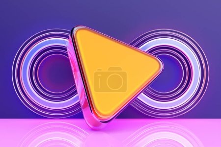 Photo for 3D illustration of a yellow  light triangle.Simple geometric shapes - Royalty Free Image
