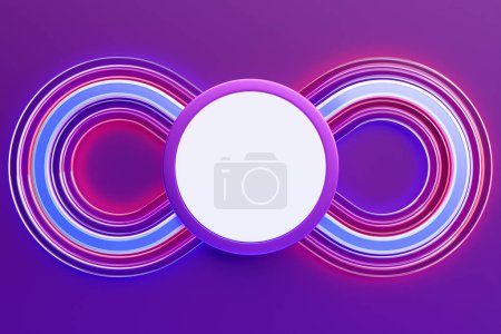 Photo for 3D illustration white  round frame  for text on a  colorful   background with an infinity symbol - Royalty Free Image