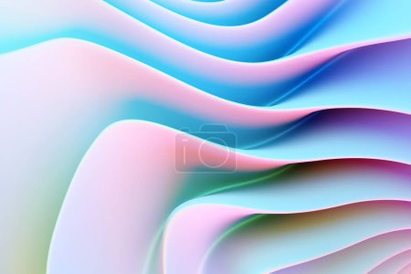 Téléchargez les photos : 3D illustration  pink  stripes in the form of wave waves, futuristic background. - en image libre de droit
