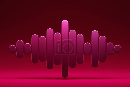 Téléchargez les photos : 3d illustration of  design colorful abstract digital sound wave on a magenta background. Voice recognition, equalizer, audio recorder. - en image libre de droit