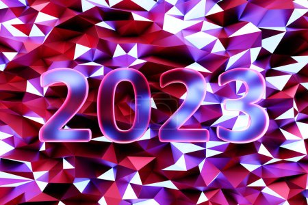 Photo for 3D illustration inscription 2023 on a majenta background. Changeability of years. Illustration of the symbol of the new year. - Royalty Free Image