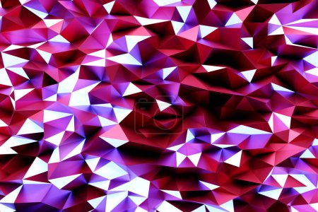 Photo for 3d Illustration  rows of     majenta triangles  .Geometric background,  pattern. - Royalty Free Image