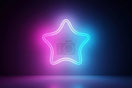 Photo for 3d illustration realistic isolated neon star sign for decoration and covering on wall background. - Royalty Free Image