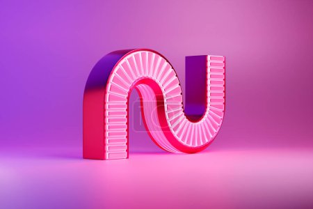 Photo for 3D illustration,  pink   illusion isometric abstract shapes colorful shapes intertwined - Royalty Free Image