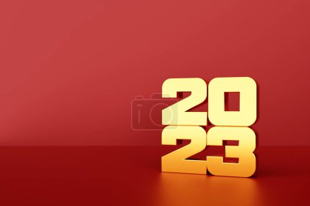 Photo for Calendar header number 2023 on red  background. Happy new year 2023 colorful background. - Royalty Free Image