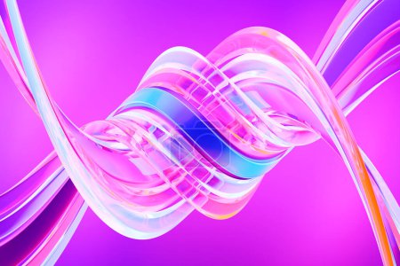 Photo for 3d illustration of a  pink shapes . Abstract   glowing   lines pattern - Royalty Free Image