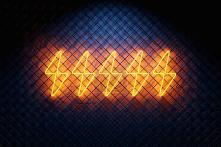 Photo for 3D illustration realistic isolated neon lightning sign for decoration and covering on wall background. - Royalty Free Image