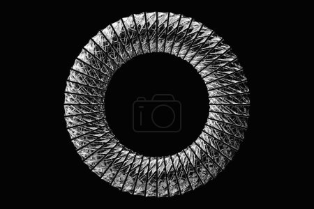 Téléchargez les photos : 3D illustration of a   black  torus. Fantastic cell. Simple geometric shapes - en image libre de droit