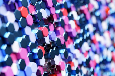 Photo for 3d illustration honeycomb mosaic. Realistic texture of geometric grid cells. Abstract white vector wallpaper with hexagonal grid. - Royalty Free Image
