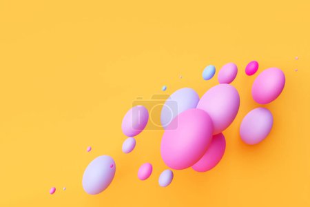 Téléchargez les photos : 3d illustration of a  colorful sphere on a yellow background. Digital metaball background of flying - en image libre de droit