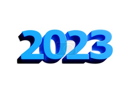Foto de Inscripción de ilustración 3D 2023 sobre fondo blanco. Cambiabilidad de años. Ilustración del símbolo del nuevo año. - Imagen libre de derechos