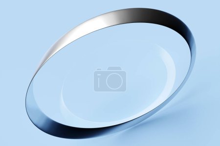 Silver mobius band or mobius group. A surface with one side and one boundary. Mathematical non-orientable. 3D illustration